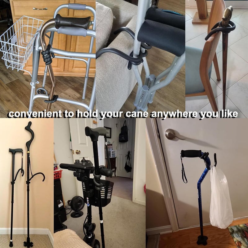 BTREEFLO Cane Holder - 4 Pcs Table & Wheelchair Cane Accessories, Flexible Hooks, Grabber Holder for Mobility Scooter, Crutches - Image 5